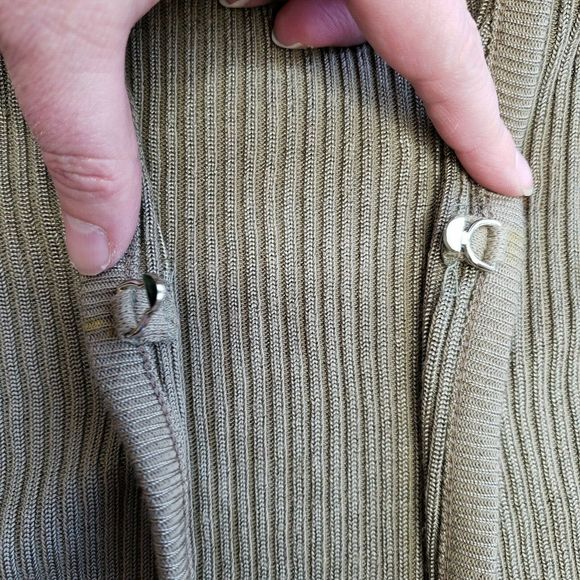 VINTAGE CLIO Gold Brown Light Knit Cardigan Sz Sm - Picture 6 of 9
